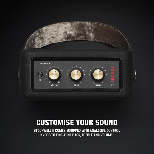 Marshall Stockwell II Portable Bluetooth Speaker – Black and Brass 1005544 - Image 4