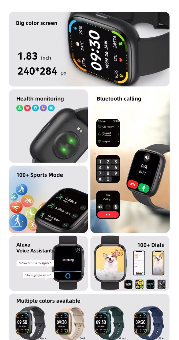 AceFit Active Smart Watch Blue IDW26BL - Image 7