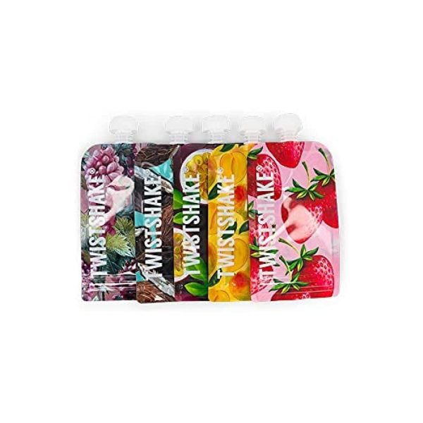 Twistshake 5x Squeeze Bag Reusable Baby Double Zip Food Pouch 220 ml-78617 - Image 2