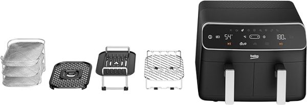 Beko Dual Zone Air fryer ExpertFry FRL5388B | 8.5L Capacity | Smart Finish | Match Cook | Wide LED Screen | 9 Automatic Cooking functions | Dehydrate | Air Fry - Image 2