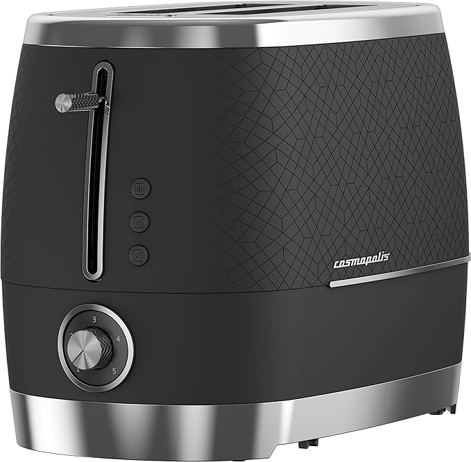 BEKO Cosmopolis Toaster TAM8202B,Extra Wide Slot 2-Slice Toaster, Includes Defrost, Reheat And Cancel FunctionB