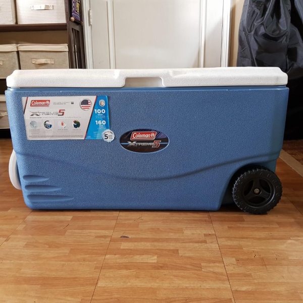 Coleman Foam Hard Cooler High Performance Insulated Cool Box, 100Qt/94.6ltr Capacity, With Handle and Wheels Blue ,Keeps Cool For Up To 5days-PLW0059 - Image 4