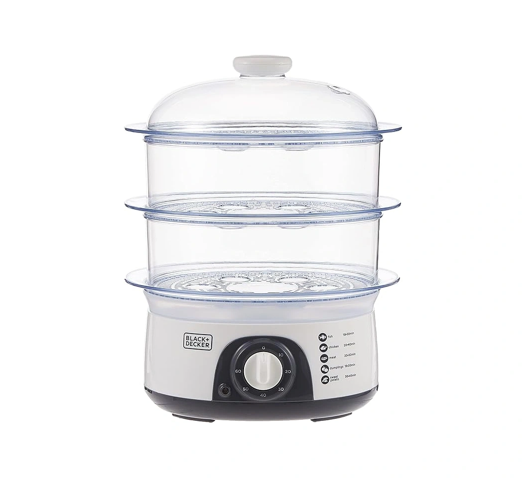 BLACK+DECKER HS6000-B5 Food Steamer 3 Tier, 10L - White - Image 2