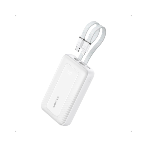 Anker Zolo 10,000mAh Power Bank Built-in USB-C and MFi Lightning Cables – White