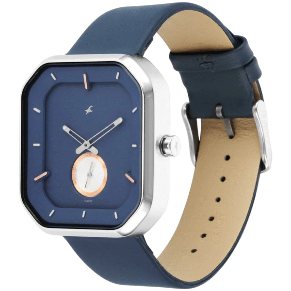 After Dark Blue Dial Leather Strap Watch for Guys - Image 3