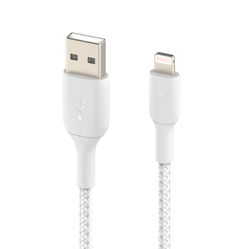 BELKIN BOOST CHARGE LIGHTNING TO USB-A CABLE BRAIDED, 1M, WHITE CAA002BT1MWH
