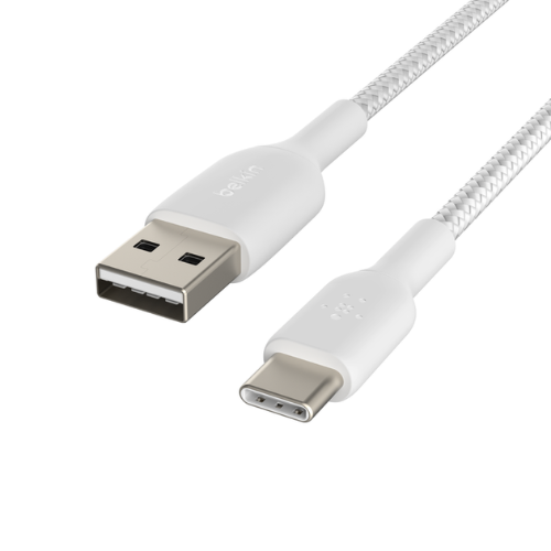 BELKIN CABLE BOOST CHARGE USB-A to USB-C BRAIDED 1m - WHITE CAB002BT1MWH
