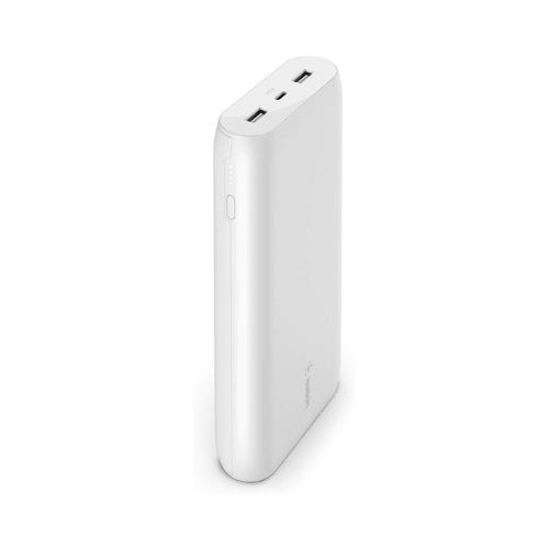Belkin BoostCharge 20,000mAh Power Bank – 15W Fast Charging | USB-C + 2 USB-A Ports | White