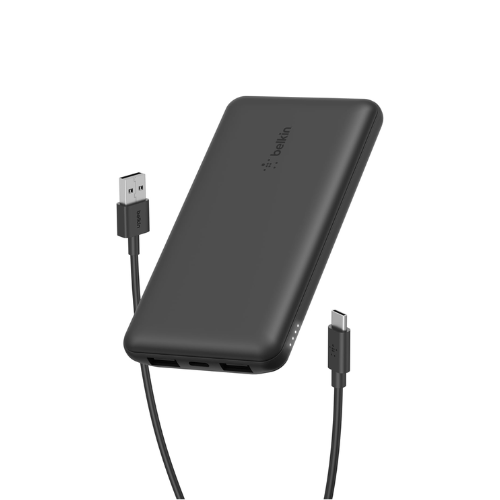 Belkin BoostCharge 10,000mAh Power Bank – 15W Fast Charging | USB-C + 2 USB-A Ports | Black
