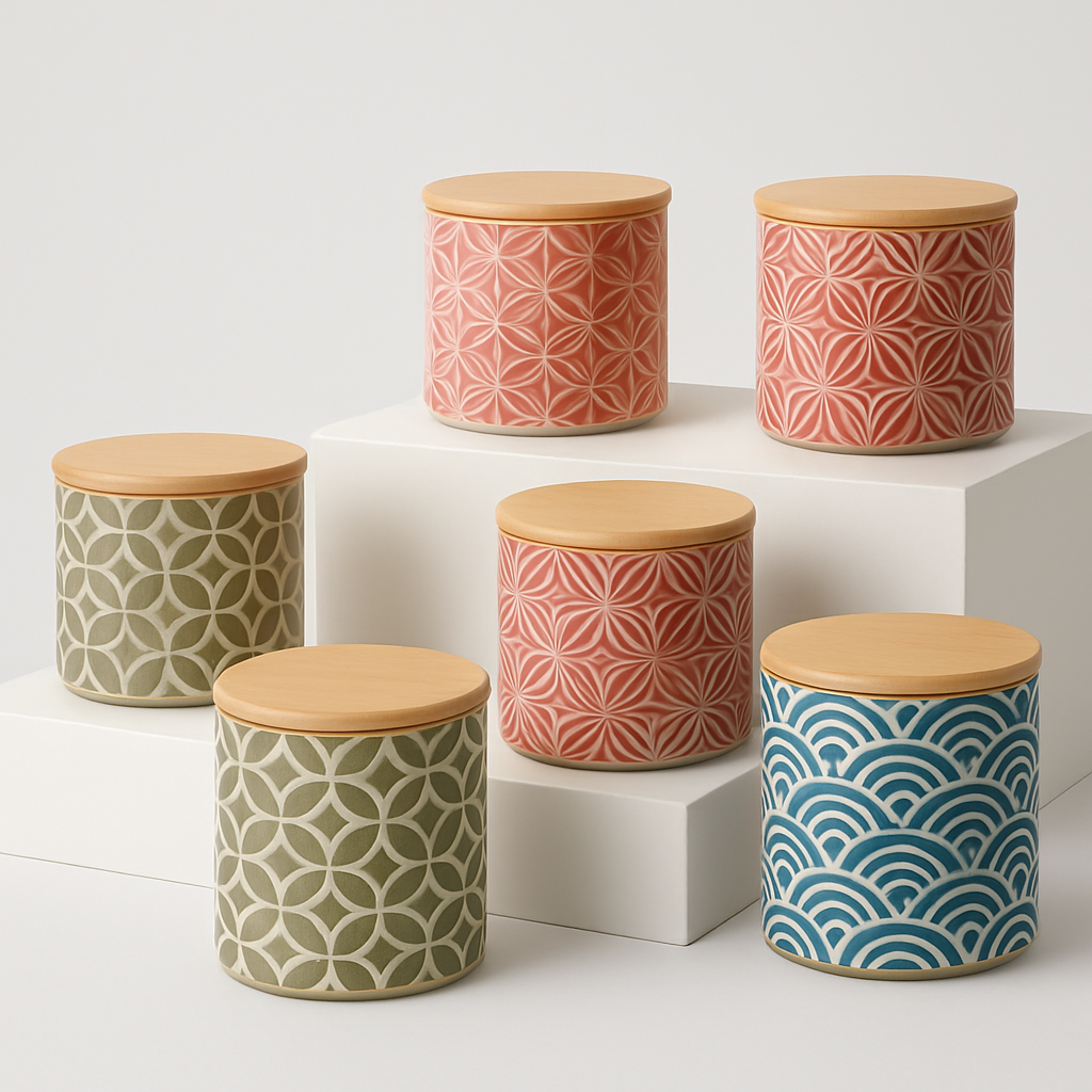 Sakura Waves 6-Piece Airtight Storage Jar Set