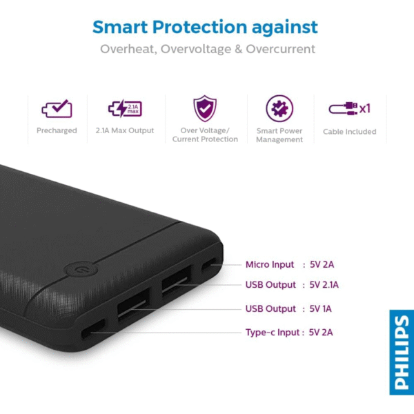 Philips USB power bank 20000 mAH USB power bank DLP1720CB/97 - Image 7