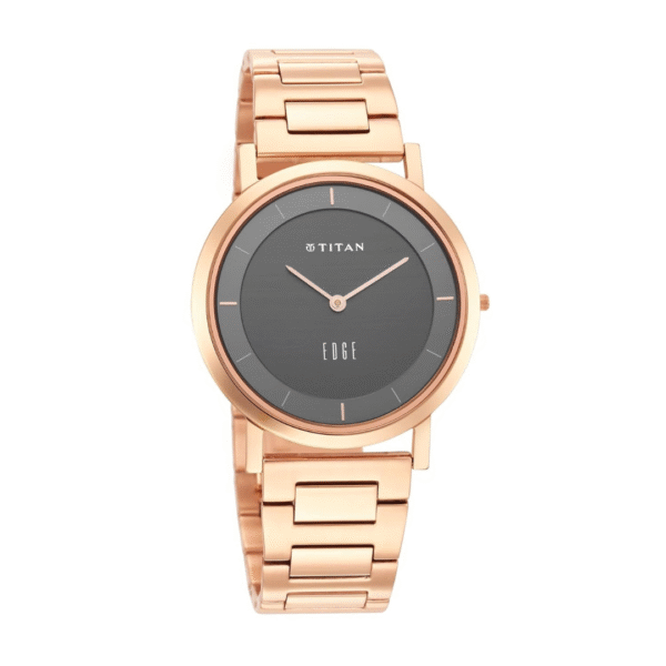 Titan Edge Anthracite Dial Rose Gold Strap Watch - Image 2