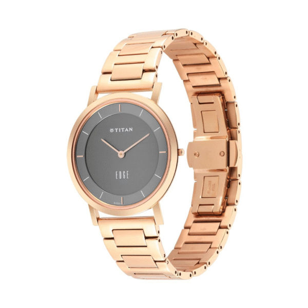 Titan Edge Anthracite Dial Rose Gold Strap Watch - Image 3