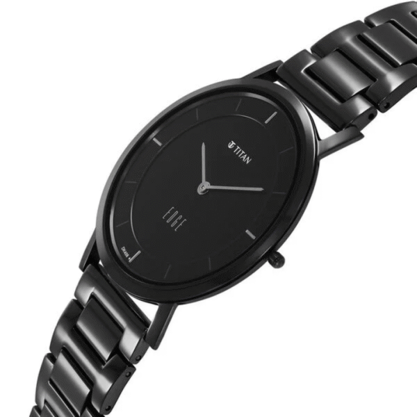 Titan Edge Black Dial Metal Strap Watch - Image 2