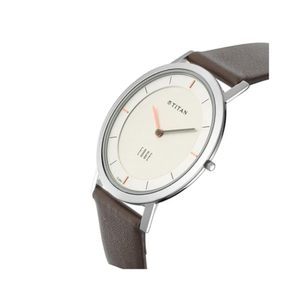 Titan Edge Silver Dial Leather Strap Watch - Image 2