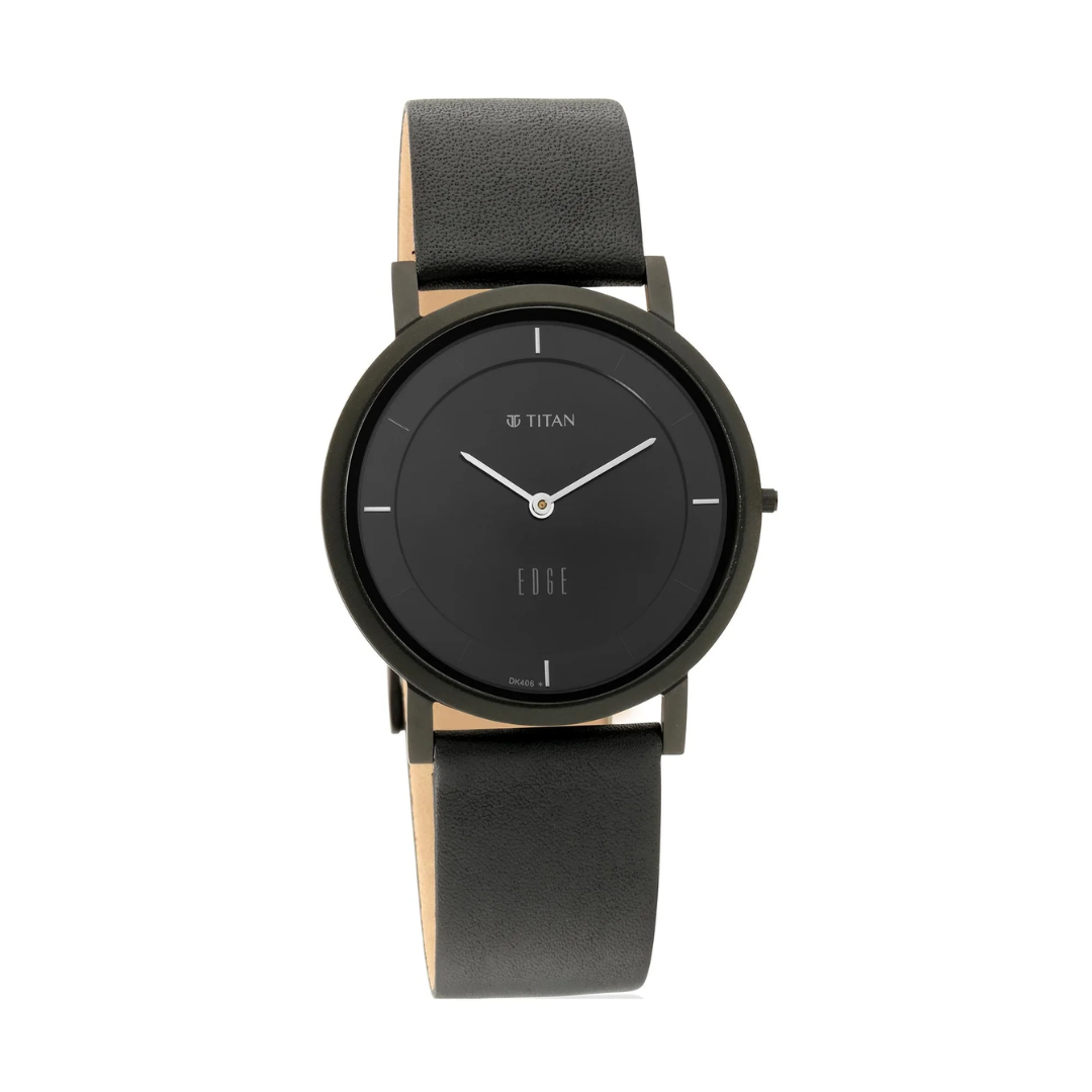 Titan Edge Watch with Black dial and Steel highlights