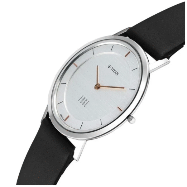 Titan Edge watch with Silver White Dial With Rosegold Highlights - Image 3