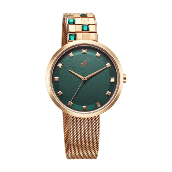 Fastrack Fleek Quartz Analog Green Dial Stainless Steel Strap Watch for Girls - Image 2