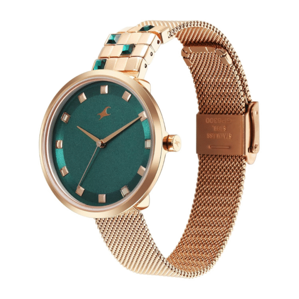 Fastrack Fleek Quartz Analog Green Dial Stainless Steel Strap Watch for Girls - Image 3