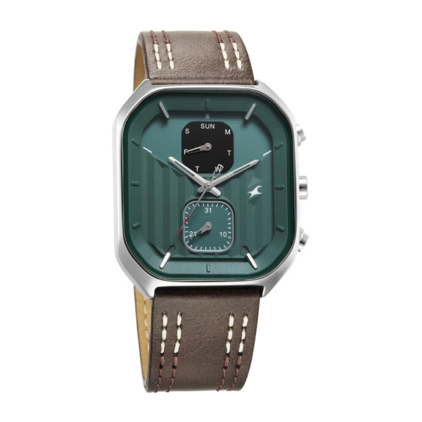 Fastrack Fleek Quartz Multifunction Green Dial Leather Strap Watch For Guys - Image 2