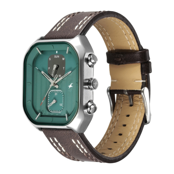 Fastrack Fleek Quartz Multifunction Green Dial Leather Strap Watch For Guys - Image 3