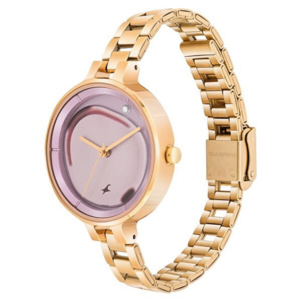 Fastrack MetaWe Quartz Analog Pink Dial Stainless Steel Strap Watch For Girls - Image 2