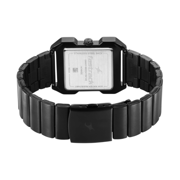 Fastrack Pulse Quartz Analog Black Dial Black Stainless steel Strap Watch for Guys - Image 5