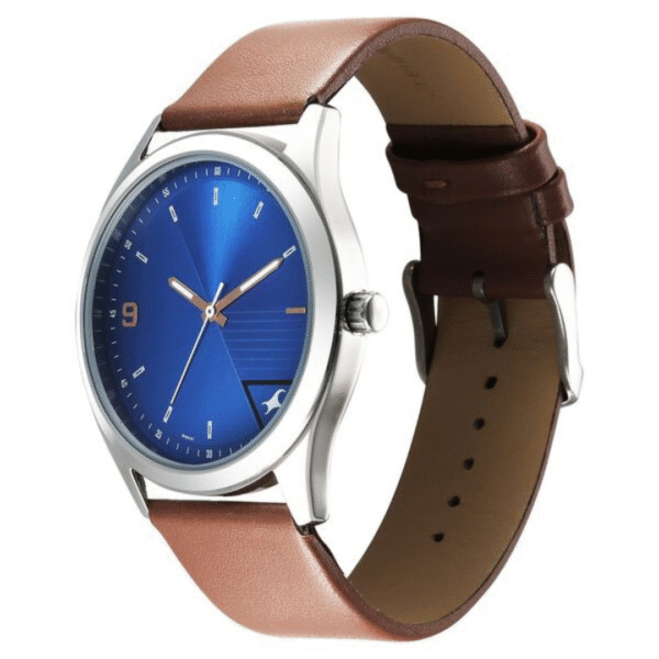 Fastrack Stunners Quartz Analog Blue Dial Brown Leather Strap Watch For Guys - Image 3