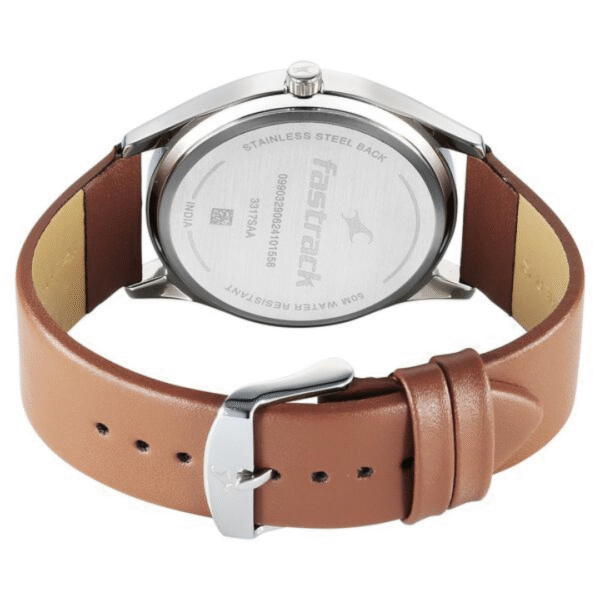 Fastrack Stunners Quartz Analog Blue Dial Brown Leather Strap Watch For Guys - Image 5