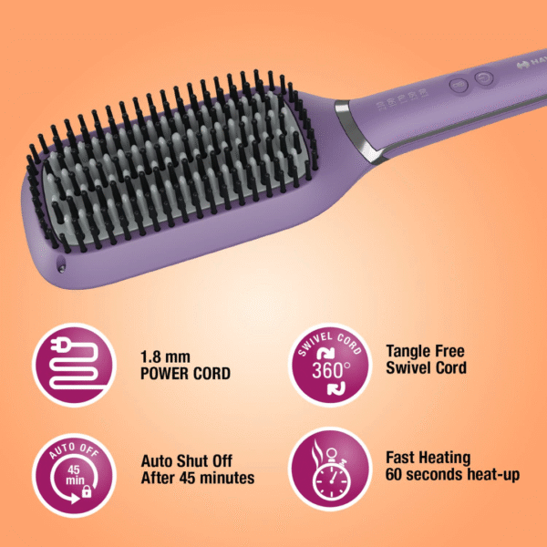 Havells Ionic and Keratin Hair Straightening Brush Black HS4201 - Image 5