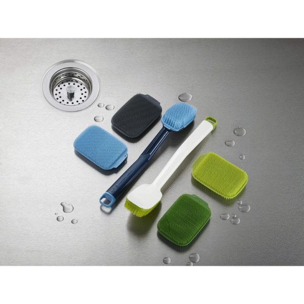 Joseph Joseph CleanTech Washing-Up Brush & Scrubber Set - White / Green - Image 4