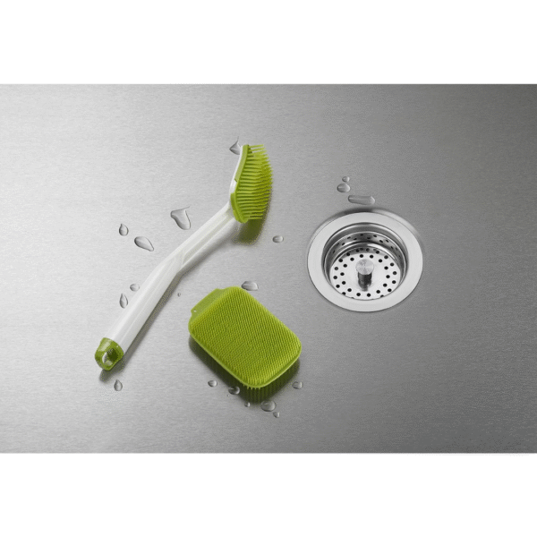 Joseph Joseph CleanTech Washing-Up Brush & Scrubber Set - White / Green - Image 3