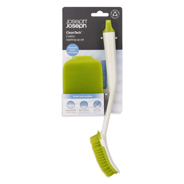 Joseph Joseph CleanTech Washing-Up Brush & Scrubber Set - White / Green - Image 6