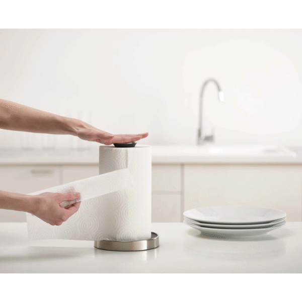Joseph Joseph Push&Tear Kitchen Roll Holder Stone - Image 3