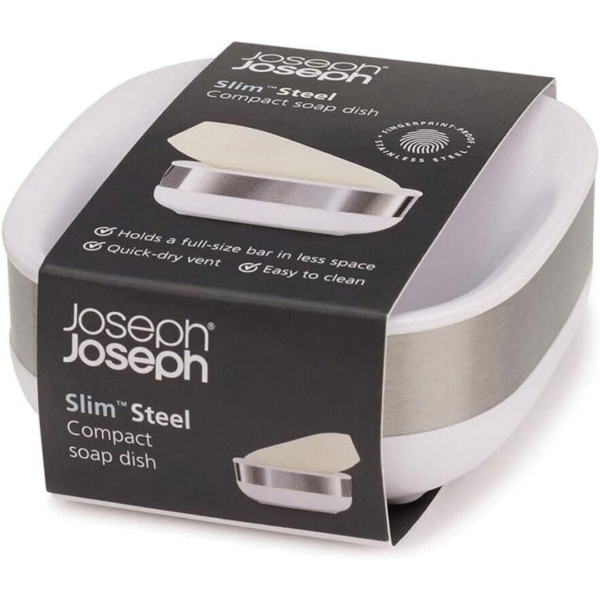 Joseph Joseph Slim Steel Soap Dish - White - Image 5