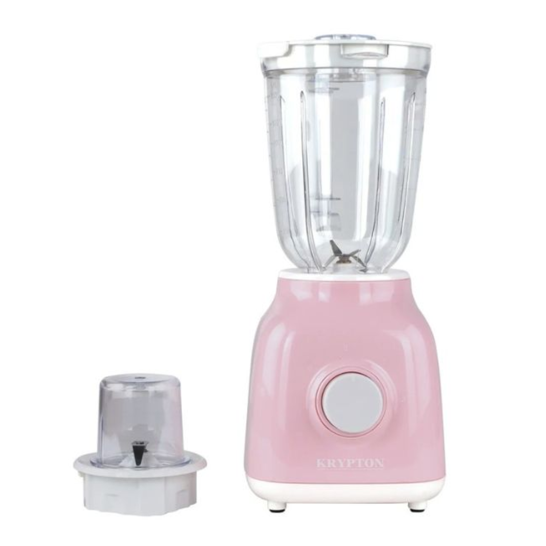 Krypton 2-in-1 Blender 650W Power, 1.6L Jar, Stainless Steel Blade, Pink & White
