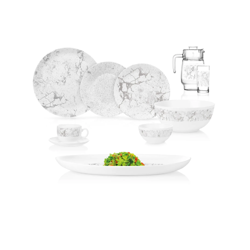 Luminarc Diwali Tectum Opal Glass Dinner Set, 46 pcs
