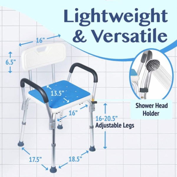 Mobi-Aid Shower Chair Stool with Armrest, Foldable and Height Adjustable - Image 3