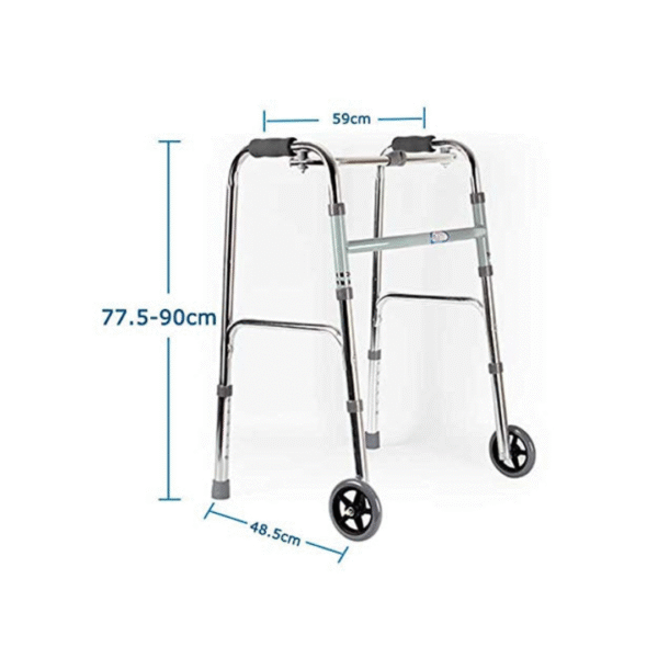 Mobi-Aid Walker Frame With wheels Height Adjustable and Foldable - Image 5