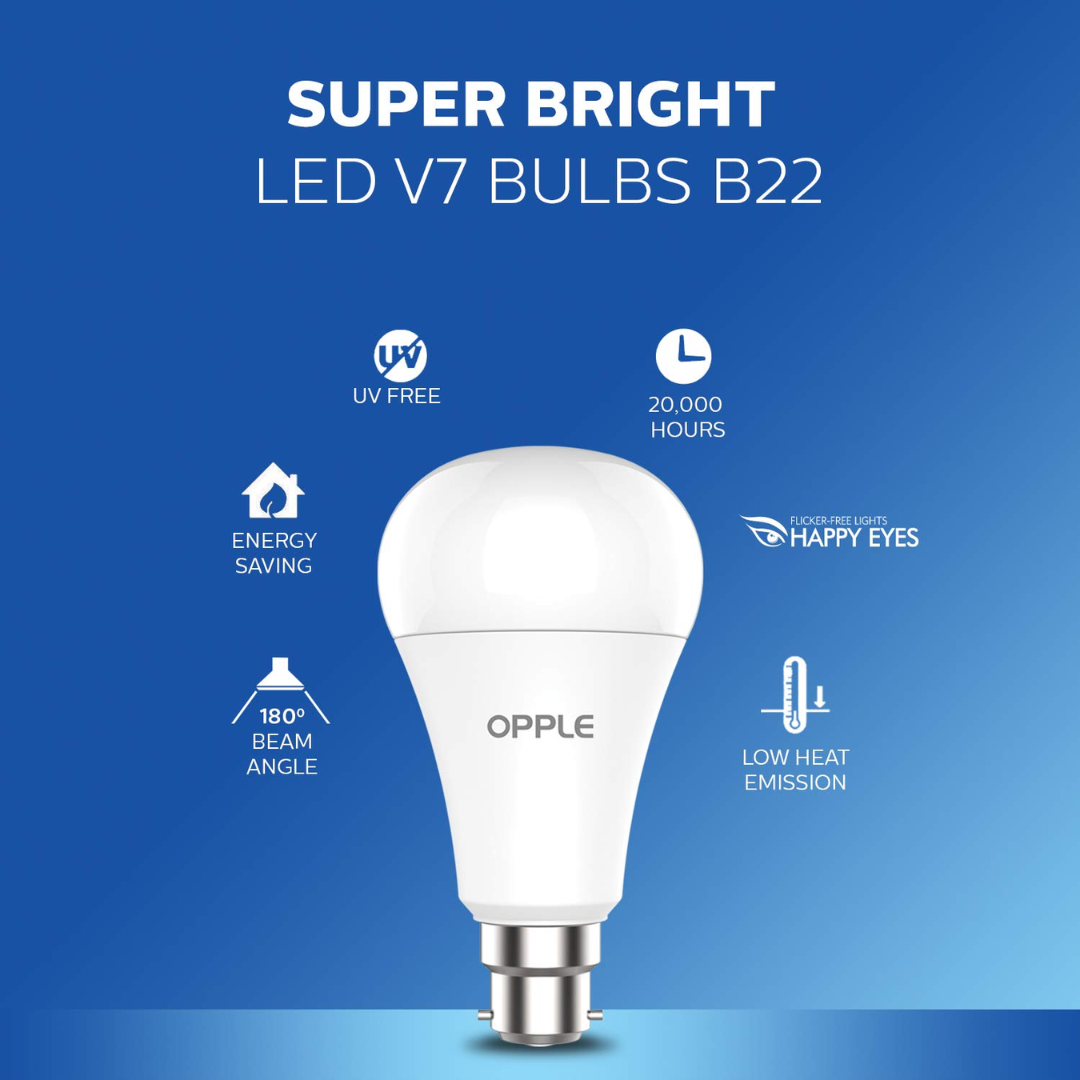 Opple E1 A55 LED Bulb 5W Daylight (6500K), B22 Pin Base V7 Series - Image 4