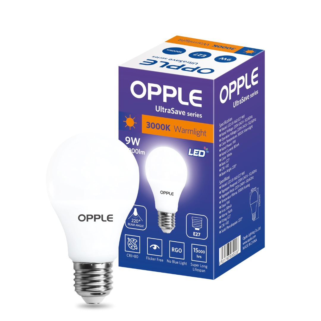 Opple E1 A60 LED Bulb 9W Warm White (3000K) E27 Base V7 Series