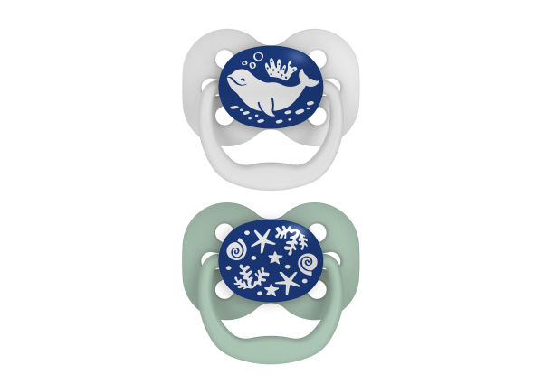 Dr Brown's Advantage Glow Pacifier - Stage 1 Blue 0-6m 2PK -PA12004