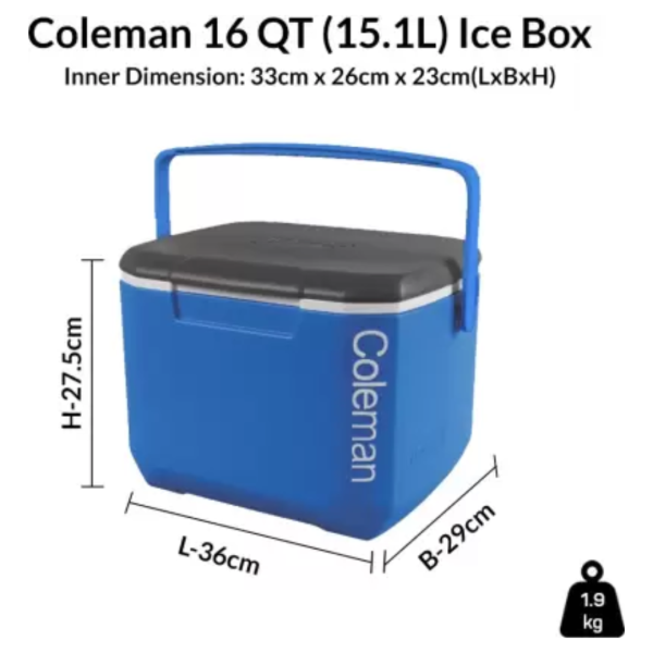 Coleman Foam Hard Cooler High Performance Insulated Cool Box, 15 L Capacity, Keeps Cool For Up To 1 Day - Image 2