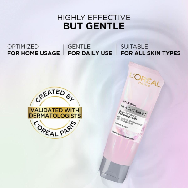L’oreal Glycolic Bright Face Cleanser Foam 100ML - Image 3