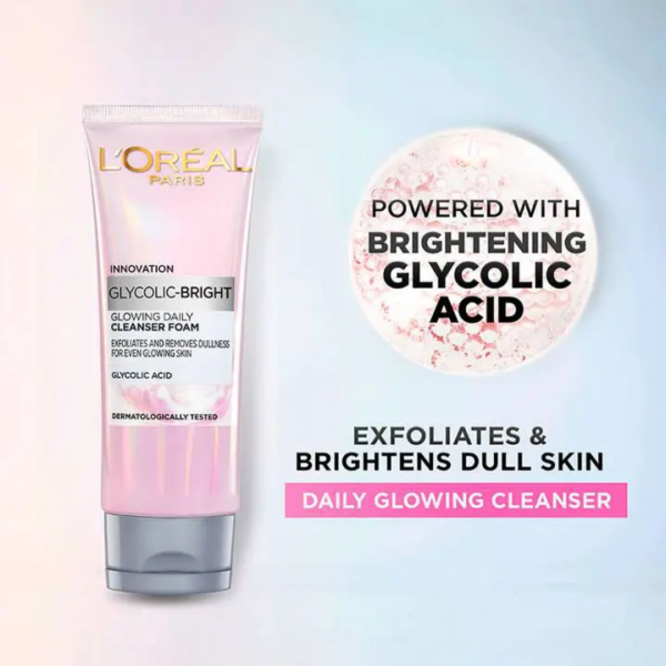 L’oreal Glycolic Bright Face Cleanser Foam 100ML - Image 5