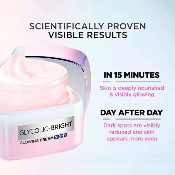 L’oreal Paris Glowing Night Cream with Glycolic Acid – 50ml - Image 4