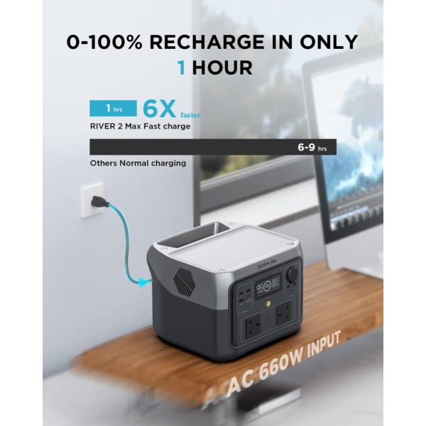 ECOFLOW Portable Power Station RIVER 2 MAX,(500W, 512Wh) – ZMR610-B-UK - Image 2