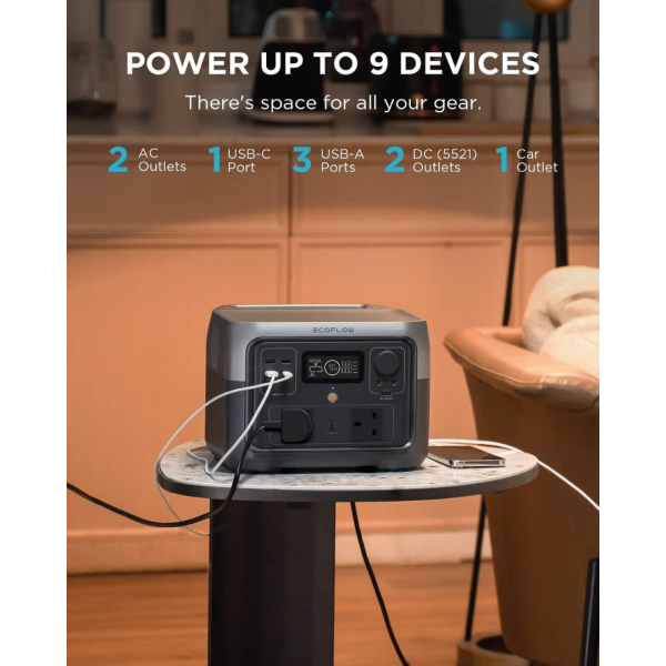 ECOFLOW Portable Power Station RIVER 2 MAX,(500W, 512Wh) – ZMR610-B-UK - Image 8