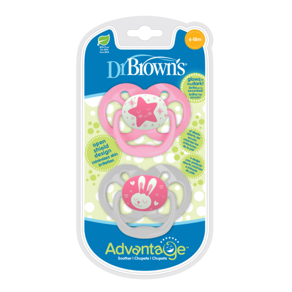 Dr. Brown's Advantage Glow in the Dark Soother 6-18 Month - Pink - Image 4