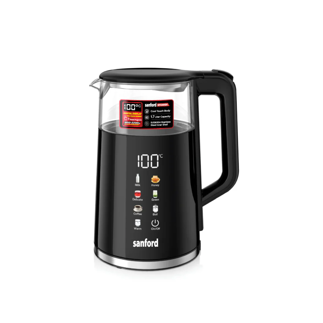Sanford 1.7L Digital Electric Kettle with Touch Display and 7 Preset Programs SF3361EK